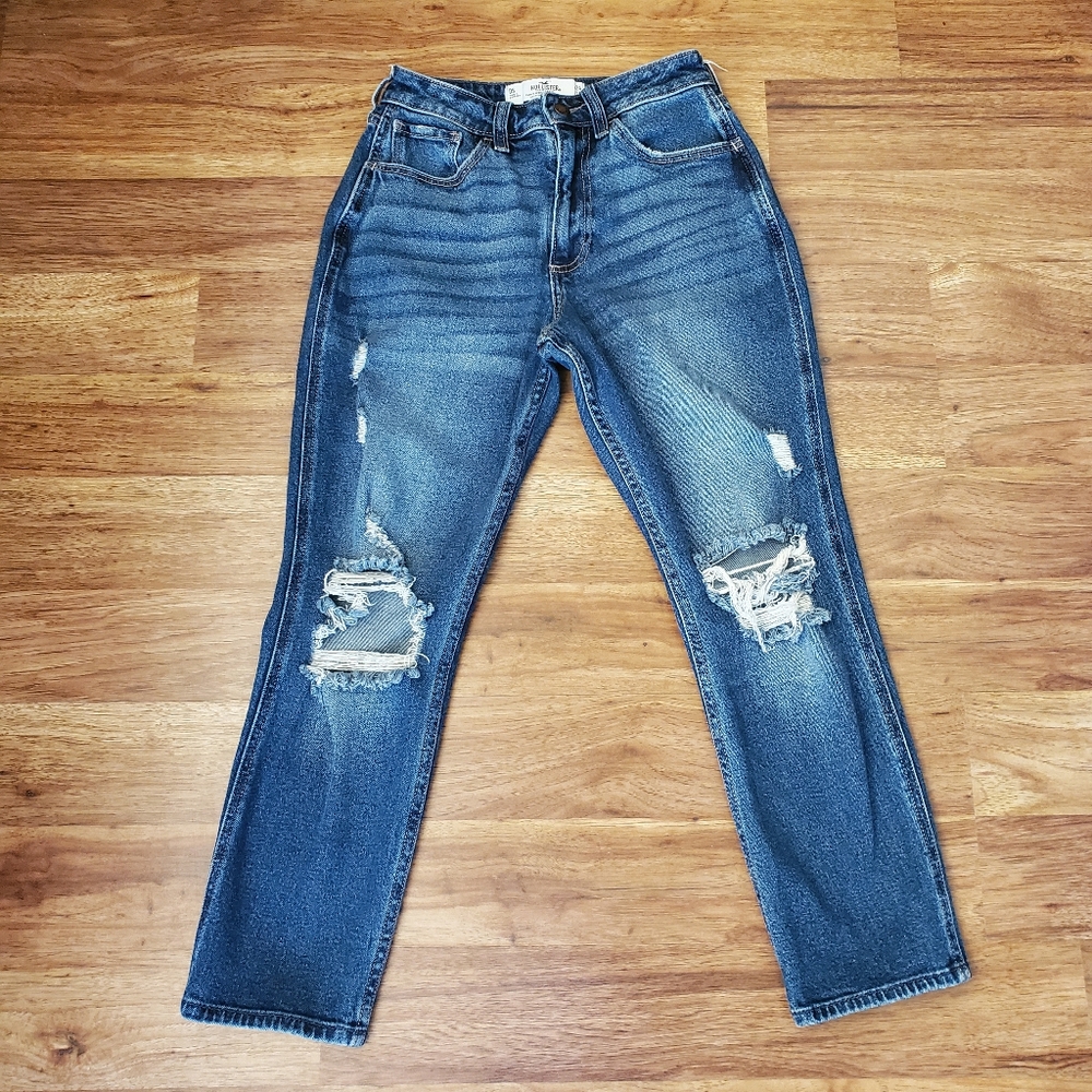 Hollister Curvy High-Rise Mom Jeans Size 0S Distressed